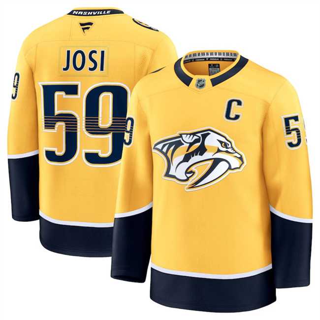 Mens Nashville Predators #59 Roman Josi Gold 2024-25 Home Stitched Hockey Jersey Dzhi